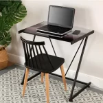 Chollo escritorio – Escritorio Lago tablero de cristal estampado negro 76x76x51 cm