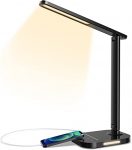 Chollo lámpara led – Docusvect Lámpara de Escritorio Led, Lámparas de Mesa de Luz Nocturna, Lámpara de Oficina Con 10 Brillos, Temperatura de 5 Colores, Carga Usb, Temporizador de 1 H, Control Táctil, Función de Memoria