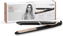 Chollo plancha pelo – BaByliss ST393E Plancha de pelo profesional, iónica, placas flotantes extra largas de cerámica de titanio, 6 ajustes de 140ºC a 235ºC, modo intenso y protección