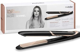 Chollo plancha pelo – BaByliss ST393E Plancha de pelo profesional, iónica, placas flotantes extra largas de cerámica de titanio, 6 ajustes de 140ºC a 235ºC, modo intenso y protección