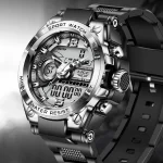 Chollo reloj – LIGE-reloj analógico con pantalla LED para hombre, accesorio de pulsera de cuarzo resistente al agua hasta 50m con calendario, complemento deportivo con diseño militar