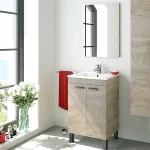 Mueble de lavabo Koncept con espejo roble Alaska
