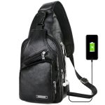 Mochila Bolsa de pecho carga USB antirrobo con correa ajustable para el hombro