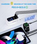 Cargador USB con pantalla LED de 8 puertos carga rápida 
