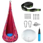 Columpio para niños con cojín y kit de colgado para interiores y exteriores