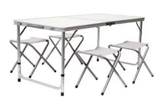 Conjunto plegable y portátil mesa y 4 sillas