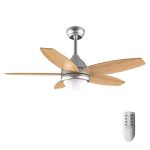 Cecotec Ventilador de Techo con Luz EnergySilence Aero 495. 55 W, Diámetro 42Ó con 5 Aspas Reversibles, Luz LED