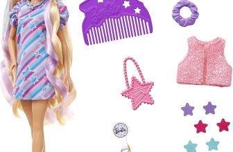 Barbie Totally Hair Pelo extralargo Estrella Muñeca con vestido y accesorios de estrellas para el pelo