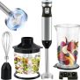 Batidora de mano eléctrica 4 en 1 de acero inoxidable con 1000W de potencia Biolomix