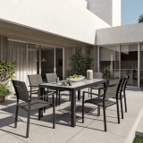 Mesa de jardín extensible Naterial Lyra II de aluminio gris 180/260x75x96 cm