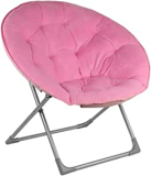 Silla redonda acolchada con piel artificial y marco de metal