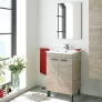 Mueble de lavabo Koncept con espejo roble Alaska