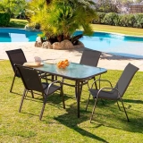 Conjunto de jardín Galatea 4 sillas y mesa de cristal