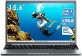 Ordenador Portátil SGIN 15,6 Pulgadas 24GB RAM 512GB SSD, Procesador Celeron N5095A PC Portátil con 2xUSB 3.0, 2.4/5.0G WiFi, Almacenamiento Ampliable 1TB (Gri