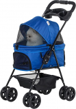 Chollo carro mascotas – PawHut Cochecito para Mascotas Plegable Carrito para Perros Desmontable Acero Tela Oxford Ruedas Giratorias Frenos Ventana para Perros Gatos Pequeñitos 67x45x96 cm Azul