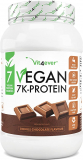 Chollo proteína vegana – Vegan 7K Protein – 1kg – Double Chocolate – Proteína vegetal pura en polvo con proteína de arroz, almendra, soja, guisante, cáñamo, arándano, girasol