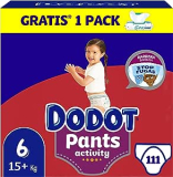 Dodot Pañales Bebé Activity Pants Talla 6 +15 kg 111 Pañales + 1 Pack de 48 Toallitas Gratis