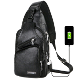 Mochila Bolsa de pecho carga USB antirrobo con correa ajustable para el hombro