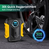 Chollo compresor coche – CARSUN-compresor de aire portátil para automóvil, bomba de inflado de neumáticos Digital, lámpara LED, compresor de compresión de neumáticos para motocicleta de coche
