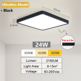 Chollo lámpara led – Lámpara de techo LED para dormitorio, decoración de iluminación cuadrada blanca neutra, fría o cálida, artículo para sala de estar de 48 W, 36 W, 24W y 18W