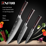 Chollo cuchillos – XITUO-Juego de cuchillos de Chef de 1 a 10 piezas, cuchillos de cocina con patrón de Damasco láser, afilados, japoneses, Santoku
